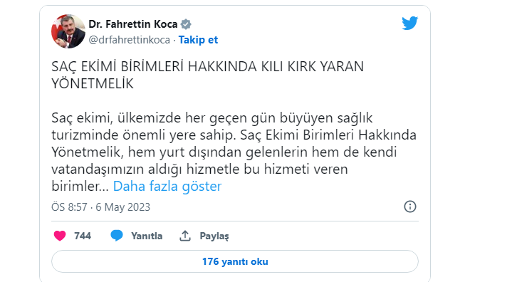 Bakan Koca'dan 'saç ekimi' açıklaması